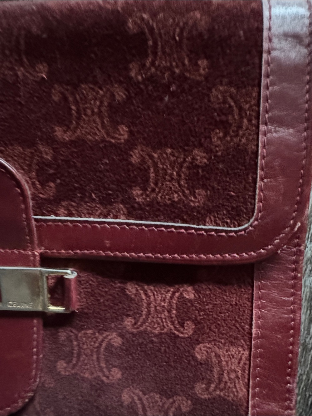 Celine Burgundy Leather-Trim Clutch Wallet - Picture 7 of 7